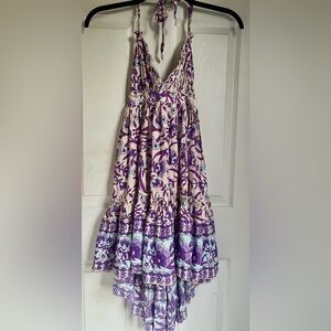 Women’s Boho beautiful Purple Floral Halter babydoll Dress